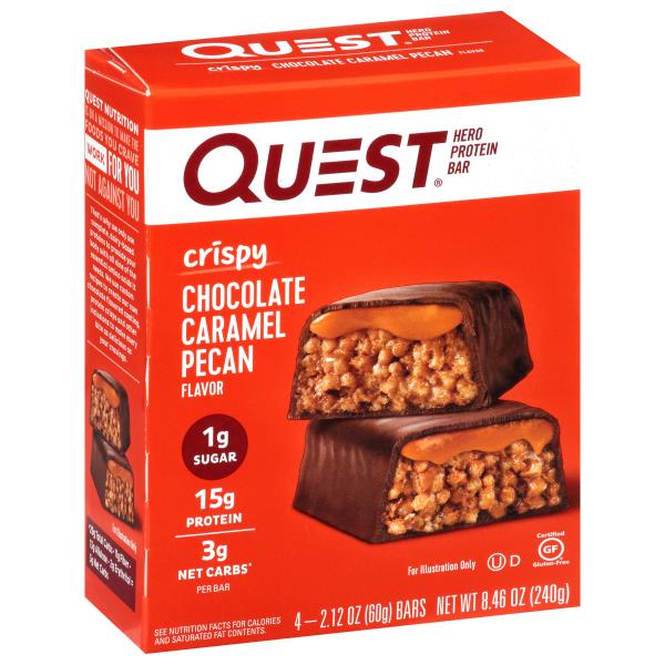 Quest Protein Bar, Hero, Chocolate Caramel Pecan Flavor, Crispy Publix Super Markets