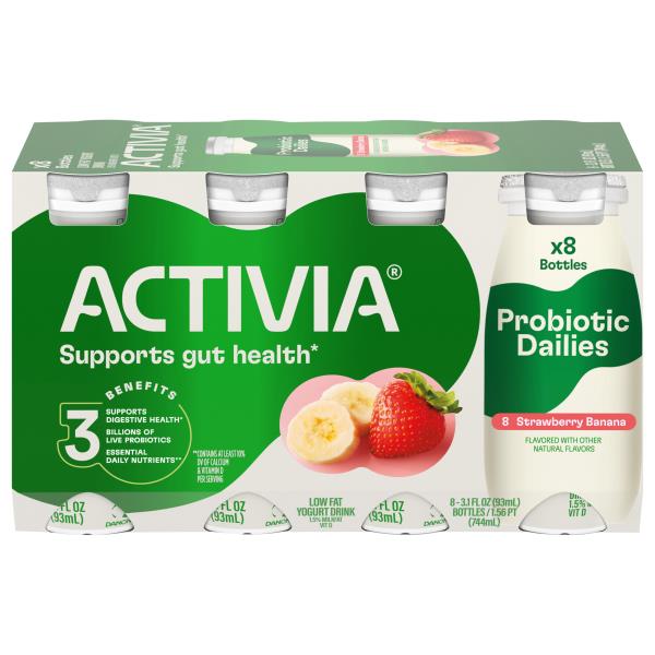 Activia Yogurt Drink, Lowfat, Strawberry Banana, Probiotic Dailies