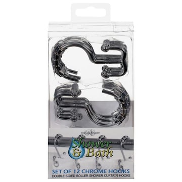 Royal Crest Home Products Shower Curtain Hooks, Double Sided, Roller Ball