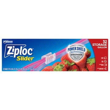 Ziploc ® Brand Storage Slider Gallon Bags, Power Shield™ Technology, Expandable Bottom, 32 count