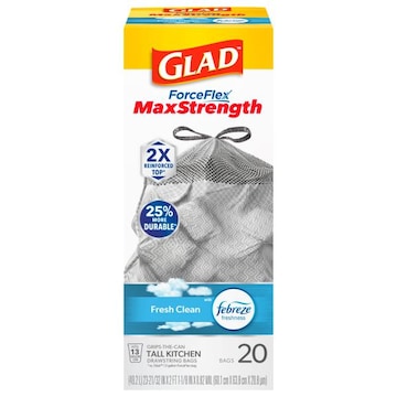 Glad ForceFlex Max Strength Tall Kitchen 13 Gallon Fresh Clean Drawstring Bags
