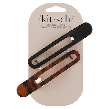 Kitsch Flat Lay Claw Clips, Black & Tort, Curved