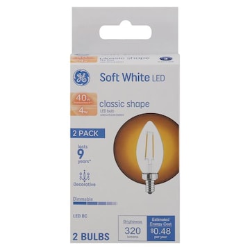 GE 2 Pack 4 Watts Classic Shape Soft White LED BC Bulbs