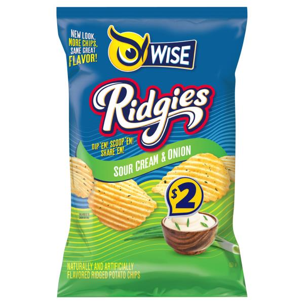 Wise Ridgies Potato Chips, Sour Cream & Onion Publix Super Markets