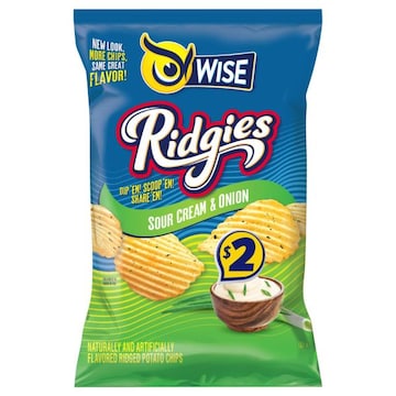 WISE Ridgies Potato Chips, Sour Cream & Onion