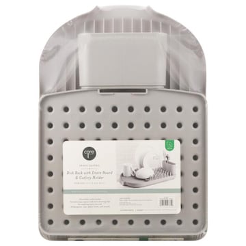 Core Kitchen Dish Rack, with Drain Board & Cutlery Holder, Space-Saving