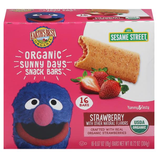 Earth's Best Snack Bars, Organic, Sunny Days, Strawberry, Sesame Street