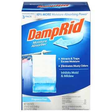 DampRid Moisture Absorber, Fragrance Free, Hanging Bag, 3 Pack