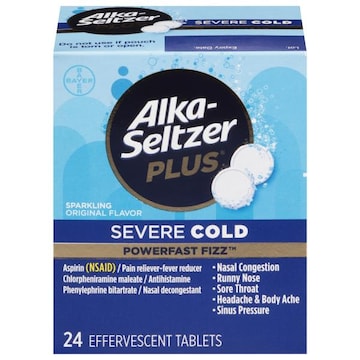 Alka-Seltzer PowerFast Fizz Severe Cold, Effervescent Tablets, Sparkling Original Flavor