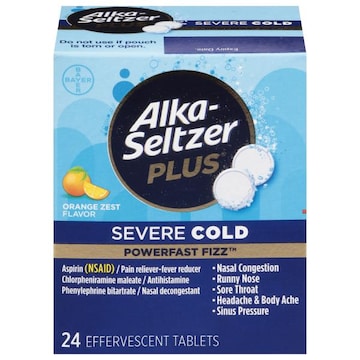Alka-Seltzer PowerFast Fizz Severe Cold, Effervescent Tablets, Orange Zest Flavor