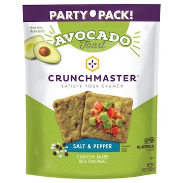 Crunchmaster Avocado Toast Crunchy Baked Salt & Pepper Rice Crackers Party Pack