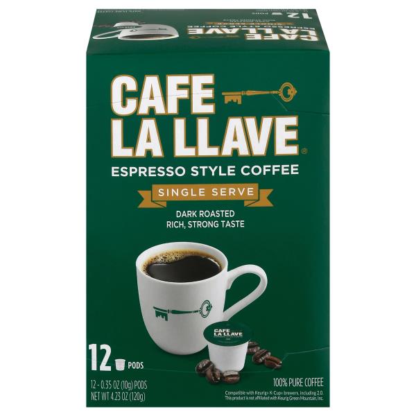 Cafe La Llave Coffee, Dark Roasted, Espresso Style, Single Serve