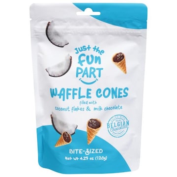 Just the Fun Part Waffle Cones, Coconut Flakes & Milk Chocolate, Bite-Sized