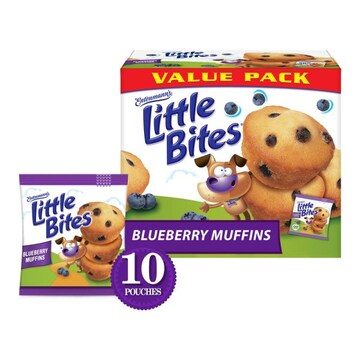 Entenmann's Little Bites Blueberry Mini Muffins, Value Pack, 10 packs, (4 ct each), 16.5 lbs  Case