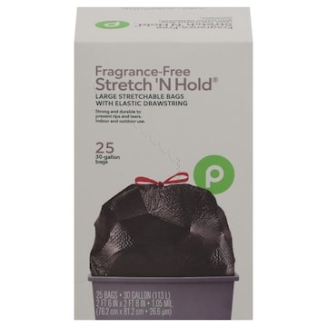 Publix Stretch 'N Hold Fragrance-Free Large with Elastic Drawstring Trash Bags