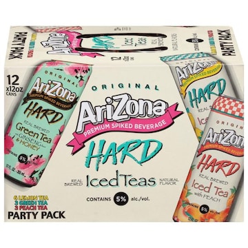 AriZona Hard Lemon Tea/Green Tea/Peach Tea Iced Teas Party Pack