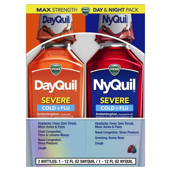 Vicks Severe DayQuil & NyQuil SEVERE Cold & Flu Liquid Medicine