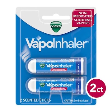 Vicks Nasal Decongestant VapoInhaler Portable Nasal Inhaler, Non-Medicated, 2 Scented Sticks