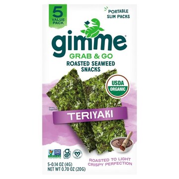 Gimme Seaweed Snacks, Roasted, Organic, Teriyaki, 5 Value Pack
