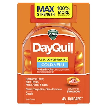 Vicks DayQuil Cold & Flu, Ultra Concentrated, Non-Drowsy, Liquicaps