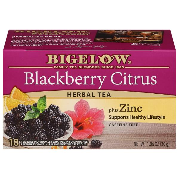 Bigelow Blackberry Citrus plus Zinc Caffeine Free Herbal Tea Bags