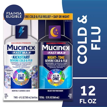 MUCINEX® Mucinex Fast Max Liquid Severe Congestion  Cough  Cold and Flu Medicine Day and Night Combo Pack - 2x6 oz