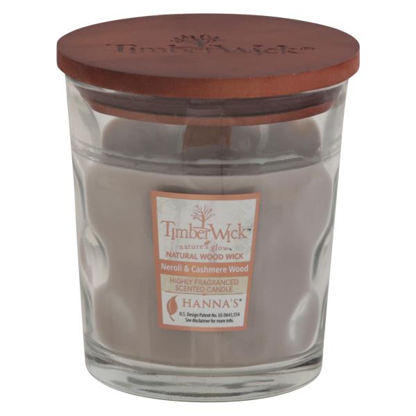 TimberWick Nature's Glow Candle, Neroli & Cashmere Woods, Natural Wood