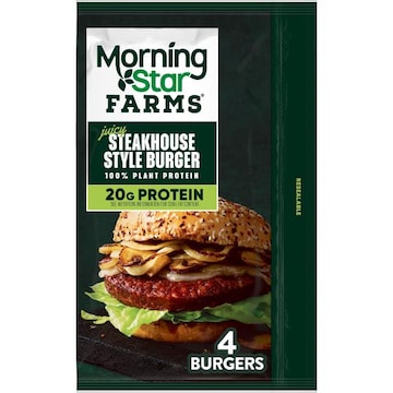 MorningStar Farms Plant Based Veggie Burgers Steakhouse Style, Vegan Meat