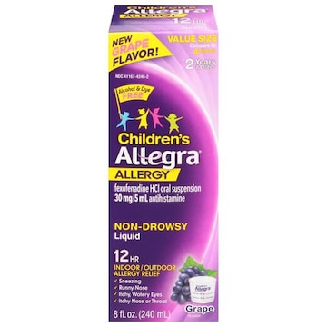 Allegra Allergy Relief, Children's, Non-Drowsy, Liquid, Grape Flavor, Value Size