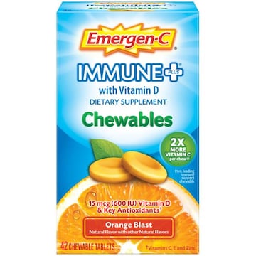 Emergen-C Emergen-C Emergen-C Immune+ Chewables Vitamin C 1000mg Tablet, with Vitamin D, Orange Blast Flavor
