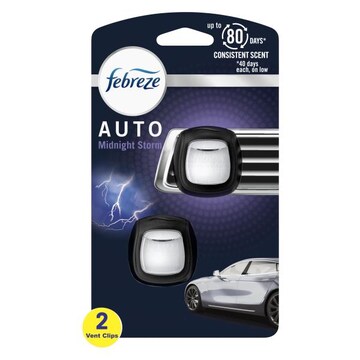 Febreze AUTO Air Freshener Vent Clip, Midnight Storm, .07 oz, 2 Count