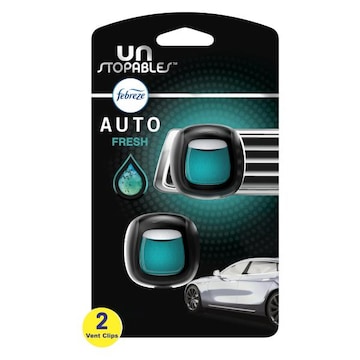 Febreze AUTO Vent Clip Unstopables Fresh Scent, .07 oz, Pack of 2