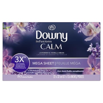 Downy Infusions Infusions Mega Dryer Sheets, CALM, Lavender, 80 Count