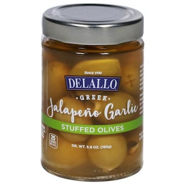 Delallo Stuffed Olives, Jalapeno Garlic, Greek