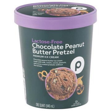 Publix Ice Cream, Chocolate Peanut Butter Pretzel, Premium, Lactose-Free