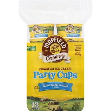 Mayfield Creamery Ice Cream, Premium, Homemade Vanilla Flavored, Party Cups