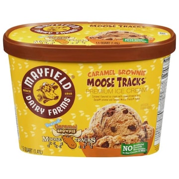 Mayfield Dairy Farms Denali Ice Cream, Premium, Caramel Brownie, Moose Tracks
