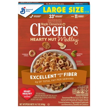 Cheerios Hearty Nut Medley Maple Cinnamon Cereal Large Size