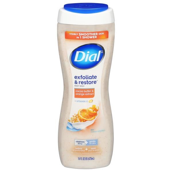 Dial Exfoliate & Restore Body Wash, Cocoa Butter & Orange Extract