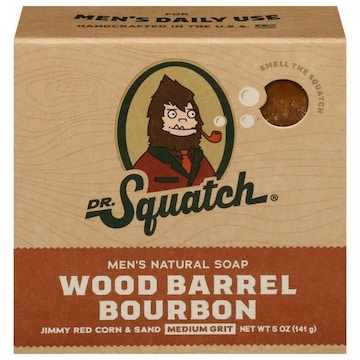 Dr. Squatch Medium Grit Men's Natural Wood Barrel Bourbon Soap
