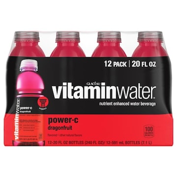 Vitaminwater Nutrient Enhanced Water Beverage, Power-C, Dragonfruit, 12 Pack