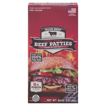 Miami Beef Beef Patties, 100% Pure