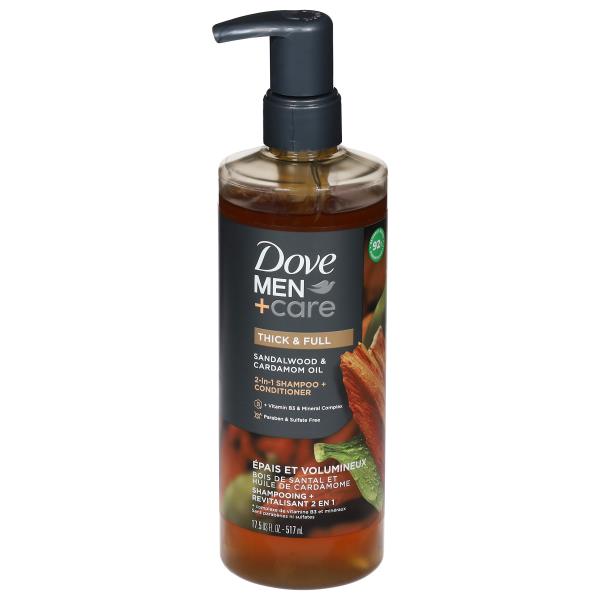 Dove Men + Care Shampoo + Conditioner, Sandalwood & Cardamom Oil, Thick & Full, 2in1 Publix