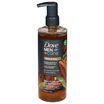 Dove Men + Care Shampoo + Conditioner, Sandalwood & Cardamom Oil, Thick & Full, 2-in-1