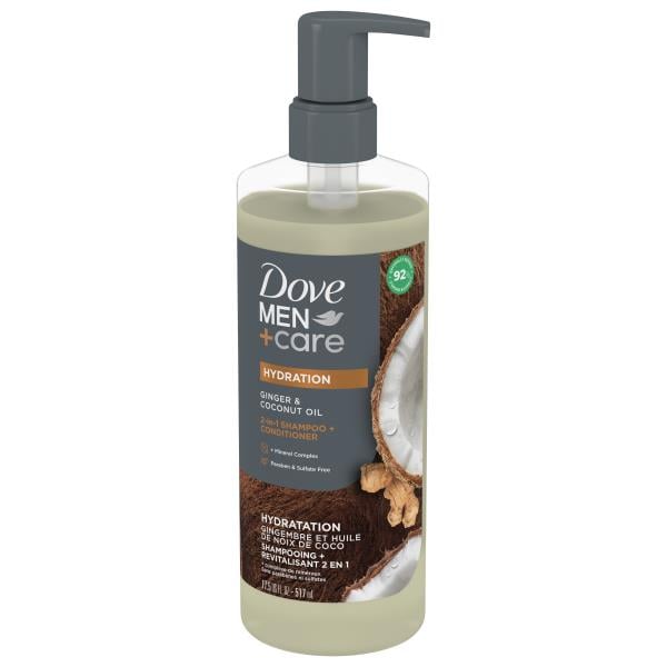Dove Men + Care Shampoo + Conditioner, 2in1, Hydration, Ginger & Coconut Oil Publix Super