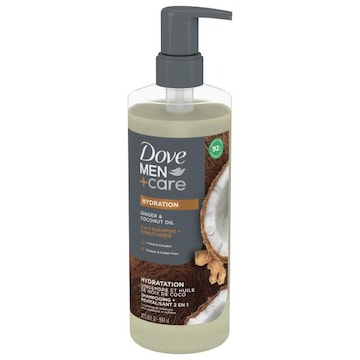Dove Men + Care Shampoo + Conditioner, 2-in-1, Hydration, Ginger & Coconut Oil