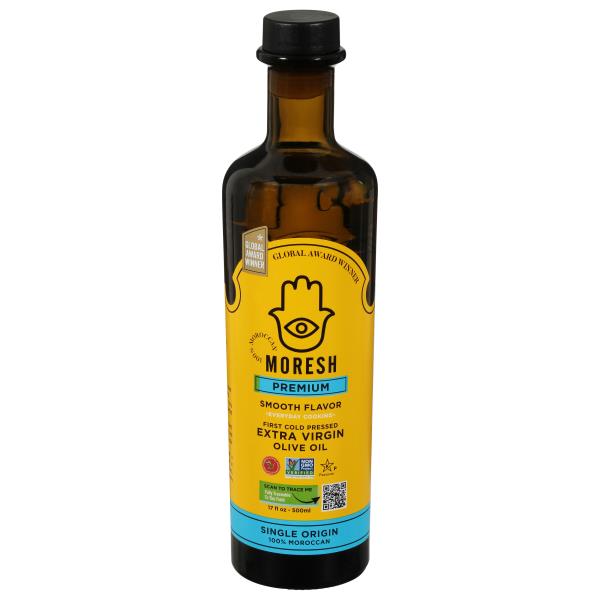 Moresh Olive Oil, Extra Virgin, Smooth Flavor, 100 Moroccan, Premium