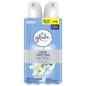 Glade Odor Fighting Soft Mist Air Freshener Room Spray, Clean Linen, 16.0oz, 2pk