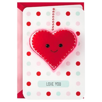 Hallmark Valentines Day Card, for Kids, Removable Felt Heart Ornament
