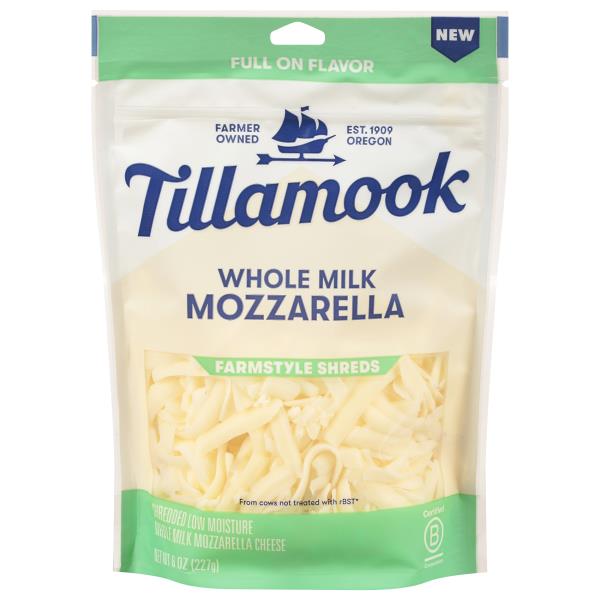 Tillamook Cheese, Mozzarella, Whole Milk, Farmstyle Shreds